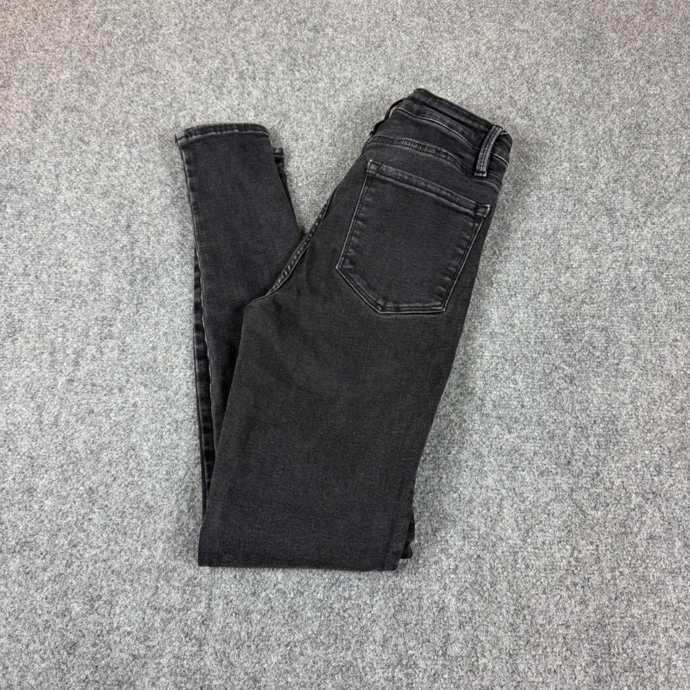 Frame Le One Skinny Jeans Charcoal Black High Rise Stretch Denim Size 1 W24 L29